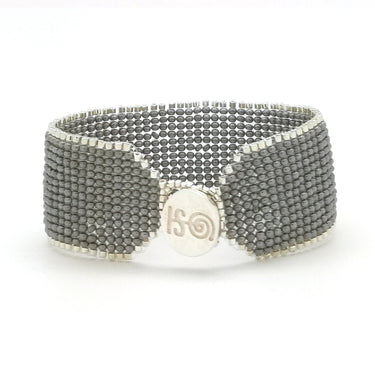 Brazalete Telar Plata Medio Liso Gris Aperlado